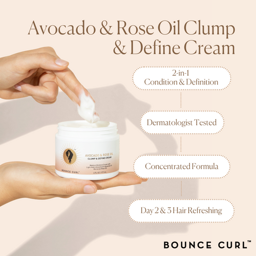 Crème agglomérante et définie à l'huile d'avocat et de rose